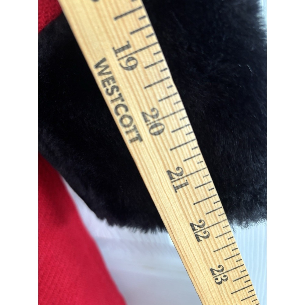 Vintage 1960s Red Princess Coat Wool Black Faux Fur Trim Hoood Long Sz S A-Line - Picture 6 of 16